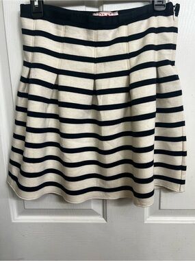 Striped Navy and Cream Skater Skirt